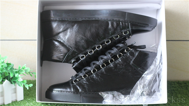 Super Perfect Balenciaga Arena Leather Black High Sneakers